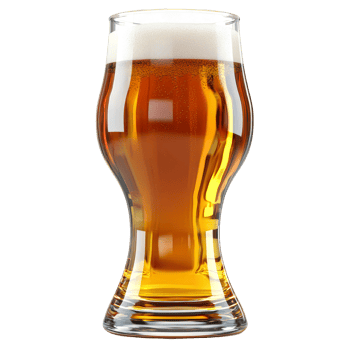 Glass of light amber beer with foam png