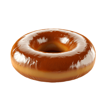Glazed donut on black background. png