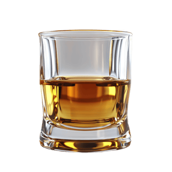 Golden liquid in a rocks glass. png