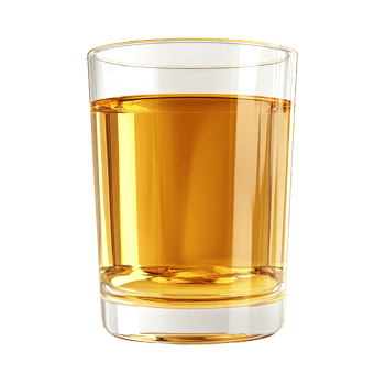 Golden liquid in a short glass. png