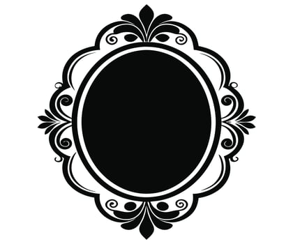 An oval frame with a black border vector