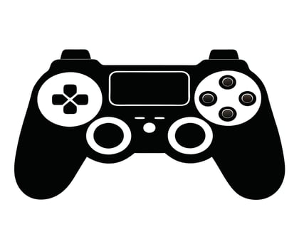 A black and white game controller icon vector