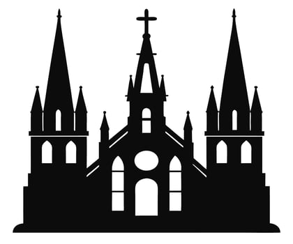 A black and white silhouette of a church vector