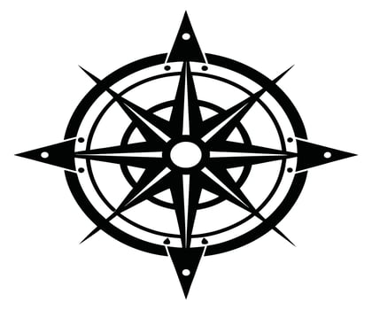 A black and white compass rose on a white background vector