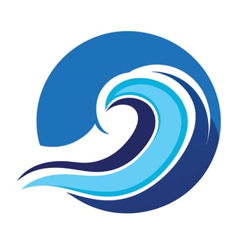 A blue wave logo with a wave in the middle vector