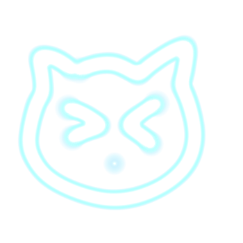 a cat face with a blue glow on it png
