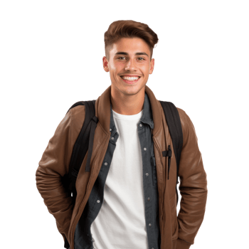 Happy student on a transparent background png