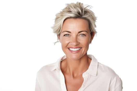 A beautiful south african middle aged woman smiling looking at the camera, transparent background png
