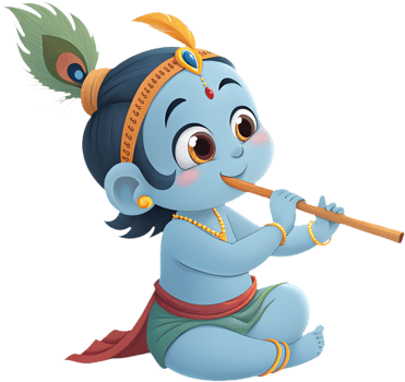 Krishna Cartoon Artwork Perfect for Devotional Creative Projects. . png