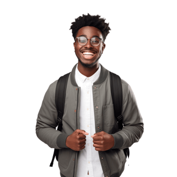 Happy student on a transparent background png