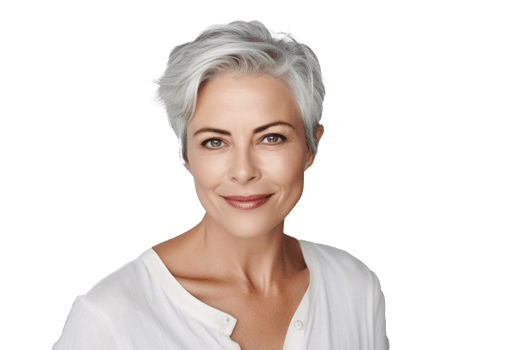 a woman with gray hair on a transparent background png