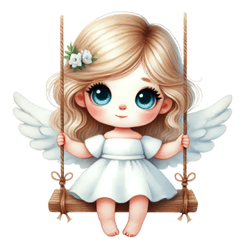 Cute angel girl on swing png