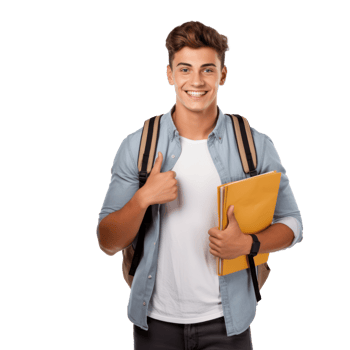 Happy student on a transparent background png