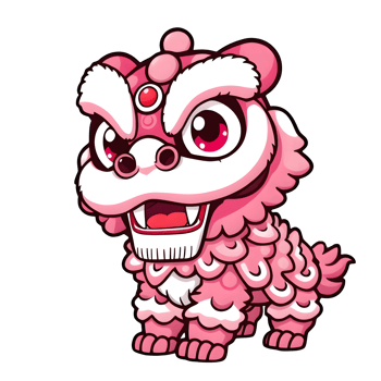 Cartoon Pink Chinese Lion Dance png