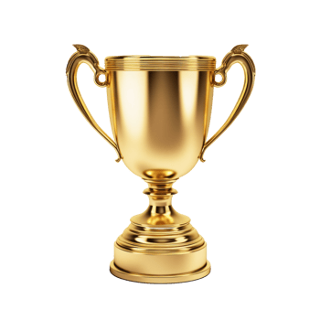 Golden trophy, award, sport winning, isolated on transparent background png