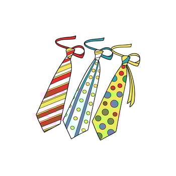 Three colorful ties with polka dots on them vector