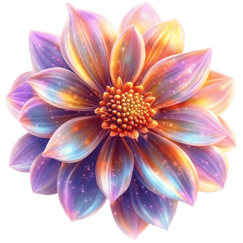 Vibrant floral design with glowing futuristic petals png