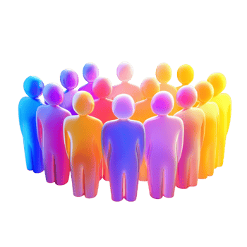Colorful group of people standing in a united vibrant circle png