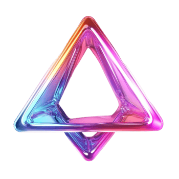 Futuristic triangular prism with glowing neon light png