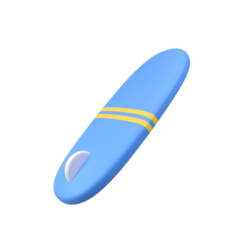 surfer board isolated 3d render icon illustration png