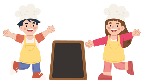 Illustration of male and female chefs with chalkboard png