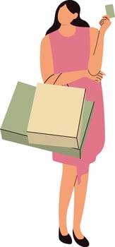 Woman Cartoon Character Holding Shopping Bag vector