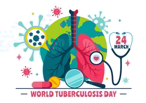 Medical Campaign for Tuberculosis Awareness Illustration with Lungs and Bacteria vector