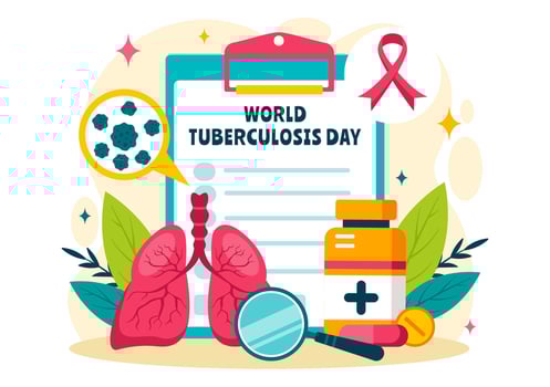 Illustration for TB Day Featuring March 24 Awareness with Lungs and Bacteria vector