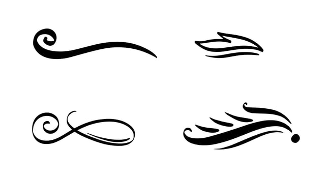 Vintage swirl ornament, line style flourishes set. vector