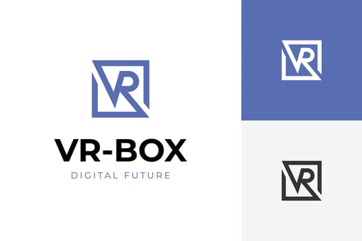 VR Box logo logo icon design with capital letter V and R logotype for virtual reality technology logo design vector