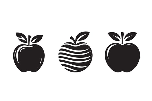 Apple with a leaf Silhouette Illustration icon vector