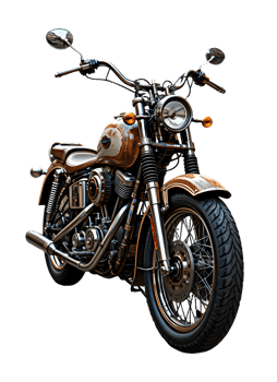 Motorcycle with Chrome Pipes and Leather Saddle png