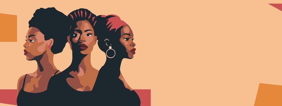 Women beautiful African American, standing together. illustration on the theme of international women's day, feminism, protection. Movements for gender equality and women's empowerment. vector
