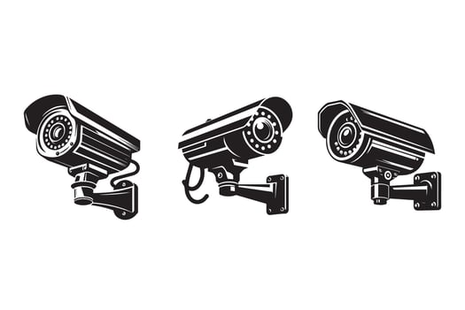 CCTV Camera Silhouette Illustration symbol vector