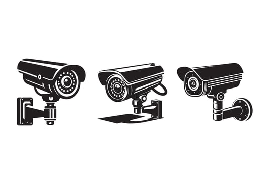 CCTV Camera Silhouette Illustration artwork vector