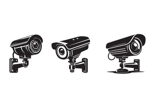 CCTV Camera Silhouette Illustration vector