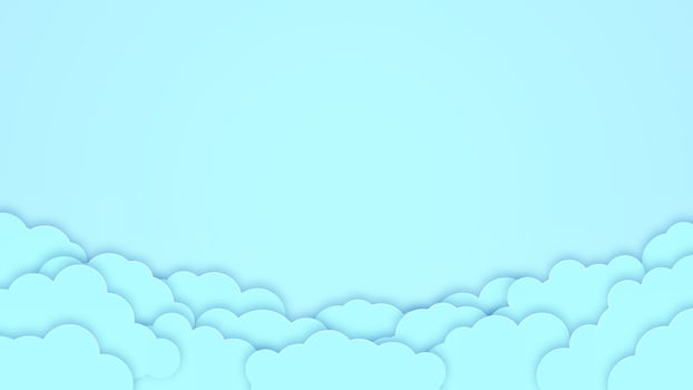 Blue holiday background with hearts and clouds. Happy Valentine's Day banner design for romantic cards, posters, and flyers. vector