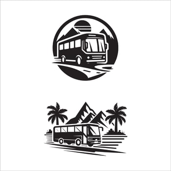 silhouette of a travel bus on a white background vector