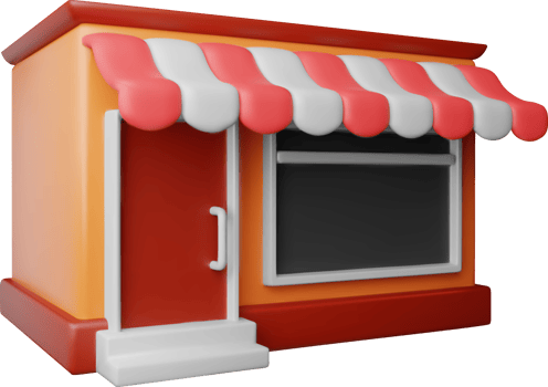 3d empty store front shop with window and door symbol png
