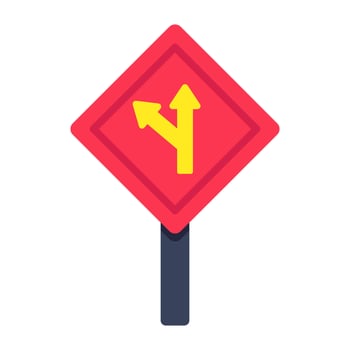 A flat design icon of two Way Intersection vector