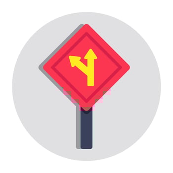 A flat design icon of two Way Intersection vector