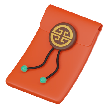 3D render, Chinese new year red envelope, Icon Illustration png