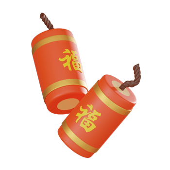 3D Render, Chinese New Year Firecrackers Celebration ,Traditional Icon for Lunar Festival, Icon Illustration png