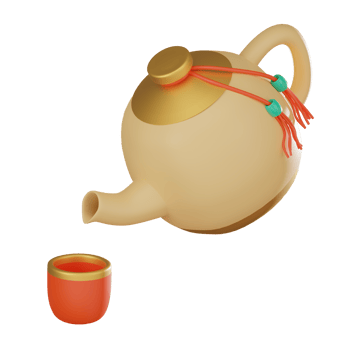 3D Render, Chinese Teapot for Lunar New Year Celebrations, Traditional Festive Object, Icon Illustration png