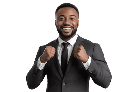 A black man in a suit and tie is smiling png