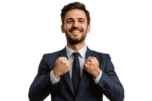 A man in a suit and tie is showing his fist png