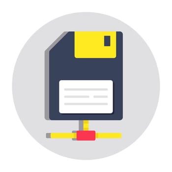 A colored design icon of floppy Disk vector