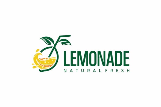 Natural lemonade fresh fruit logo design, lemon juice logo illustration vector