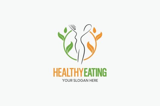 Beautiful body woman healthy eating logo design, natural women health food logo vector