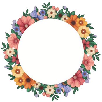 A round frame with flowers on it png